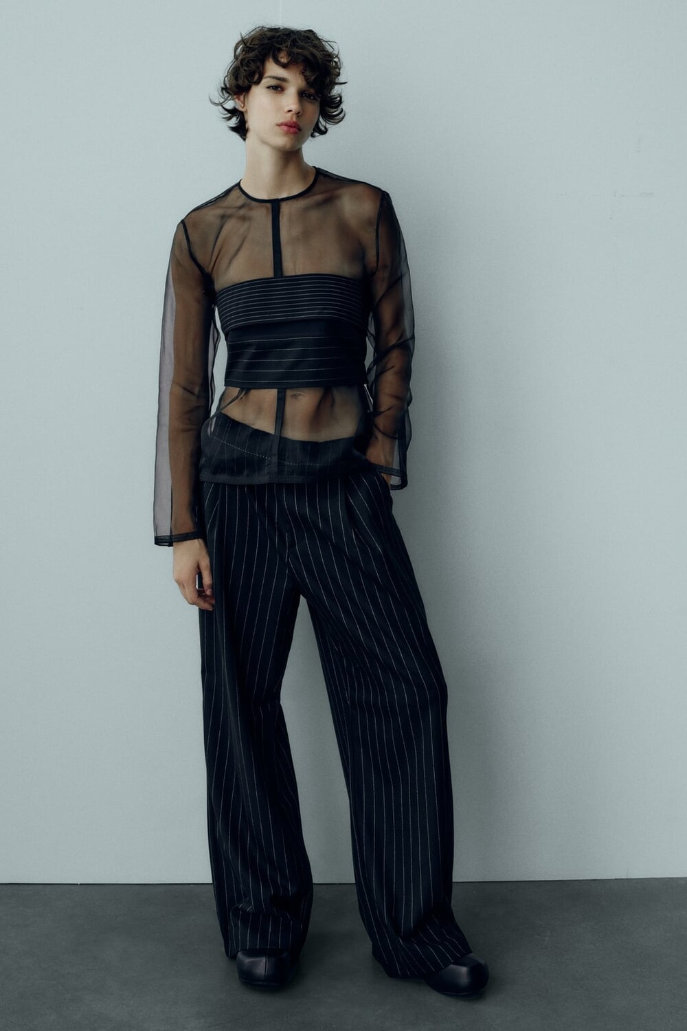 

Топ из органзы ZARA, черный