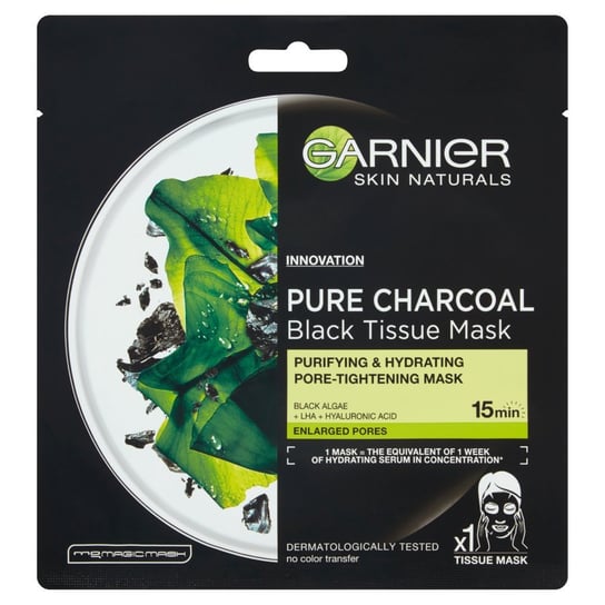 Тканевая маска с черными водорослями, 28 г Garnier, Skin Naturals Pure Charcoal