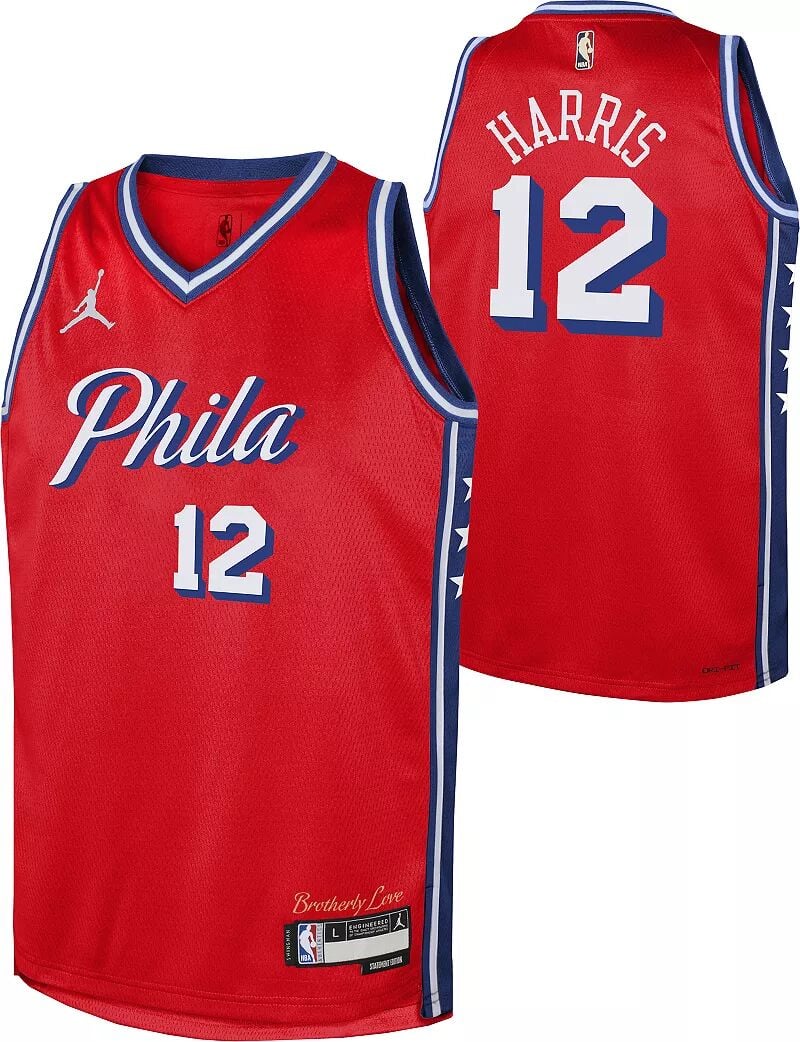 

Jordan Красная майка Nike Youth Philadelphia 76ers Тобиас Харрис № 12 Dri-FIT Swingman