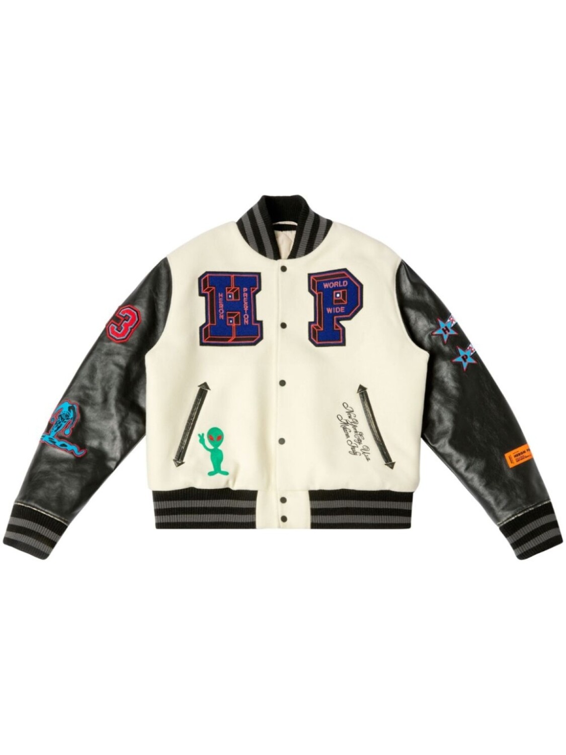 

Heron Preston бомбер с нашивками, нейтральный цвет