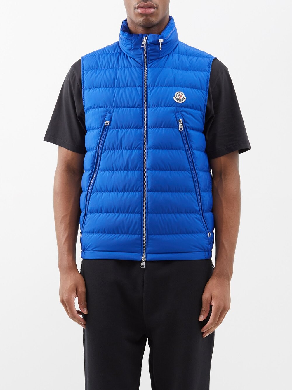 

Матовый стеганый пуховый жилет албыт Moncler, синий