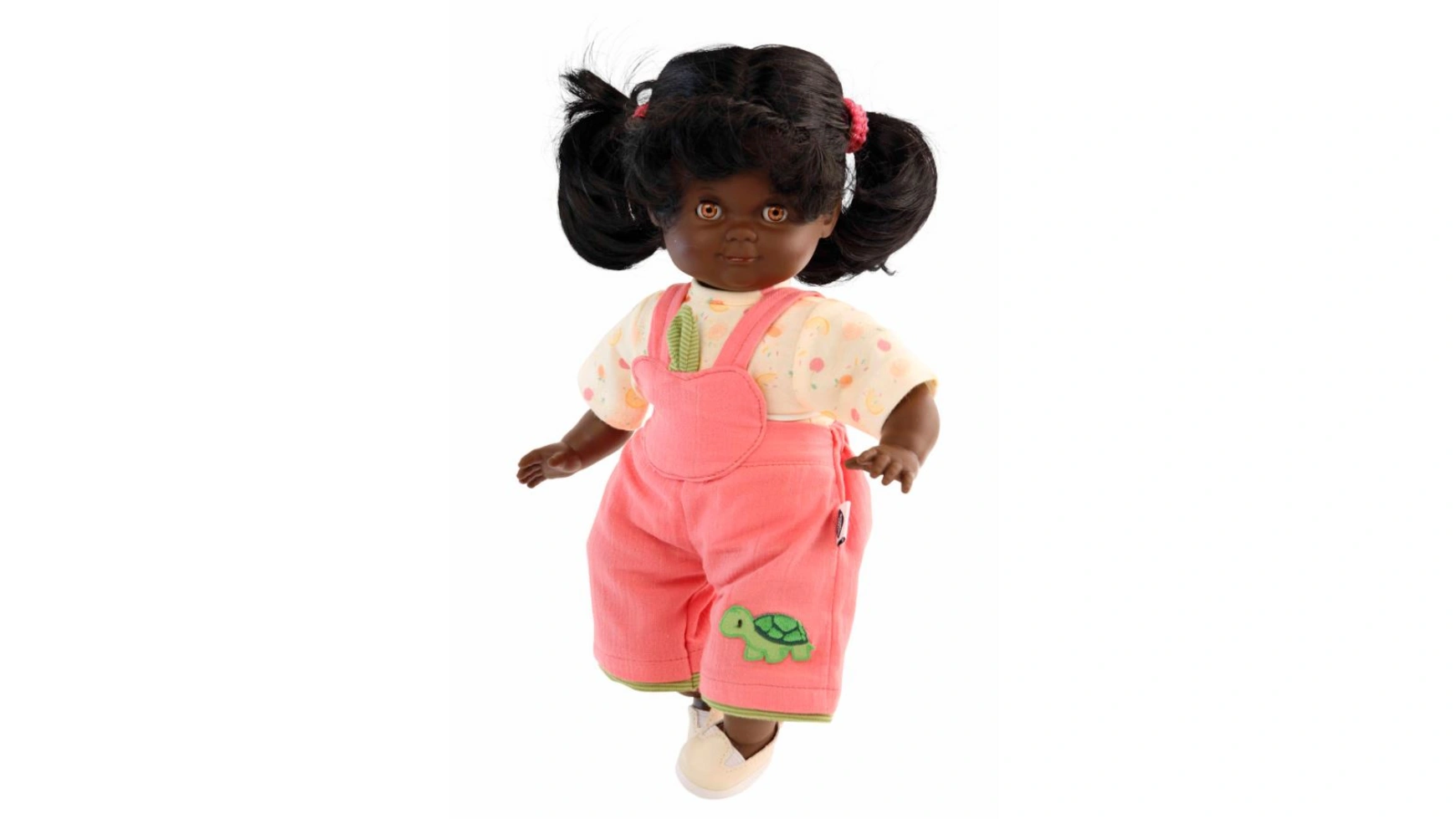 Schildkroet-Puppen Размер Куклы Шлюммерле 32 черные волосы, карие сонные глаза, одежда розового/желтого/зеленого цвета