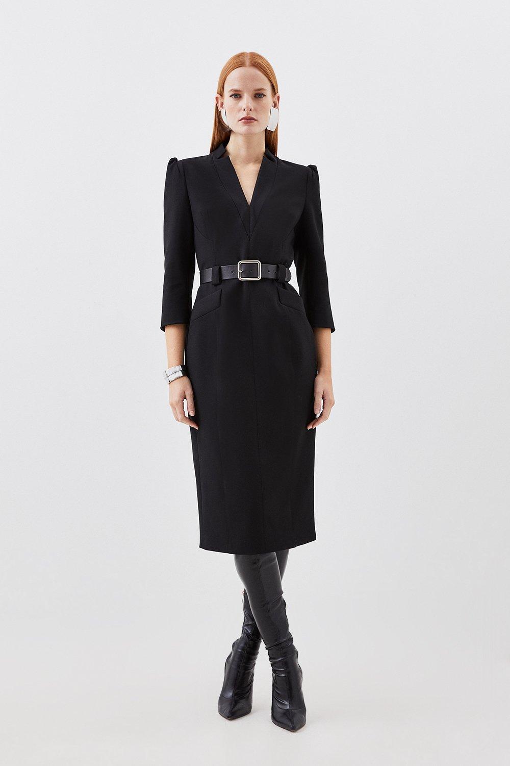 Компактное эластичное платье миди Forever с поясом Karen Millen, черный