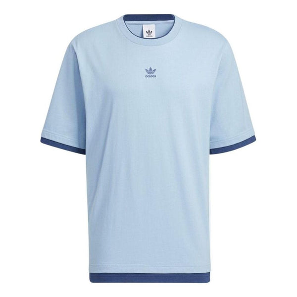 Футболка Men's adidas originals Logo Printing Splicing Short Sleeve Blue T-Shirt, синий футболка adidas originals trefoil tee logo printing sports short sleeve gray blue t shirt синий