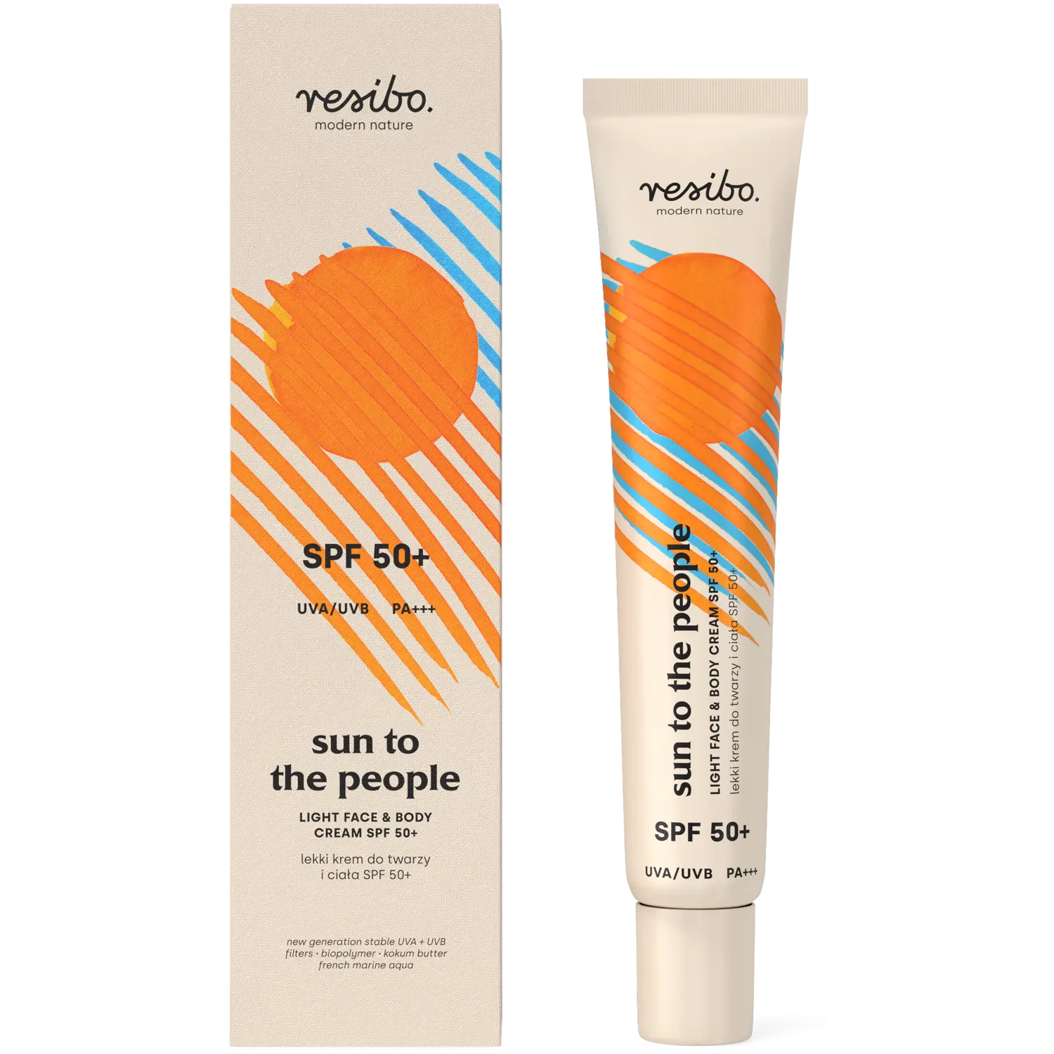 

Легкий крем для лица и тела spf50 Resibo Sun To The People, 50 мл