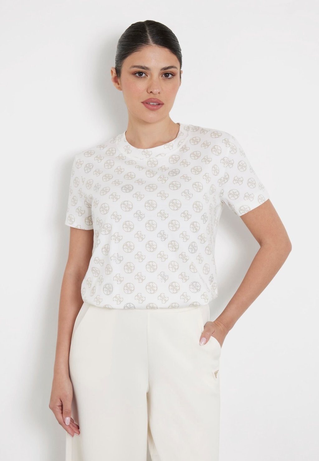 

Принт на футболке 4G LOGO ALL OVER Guess, бежевый