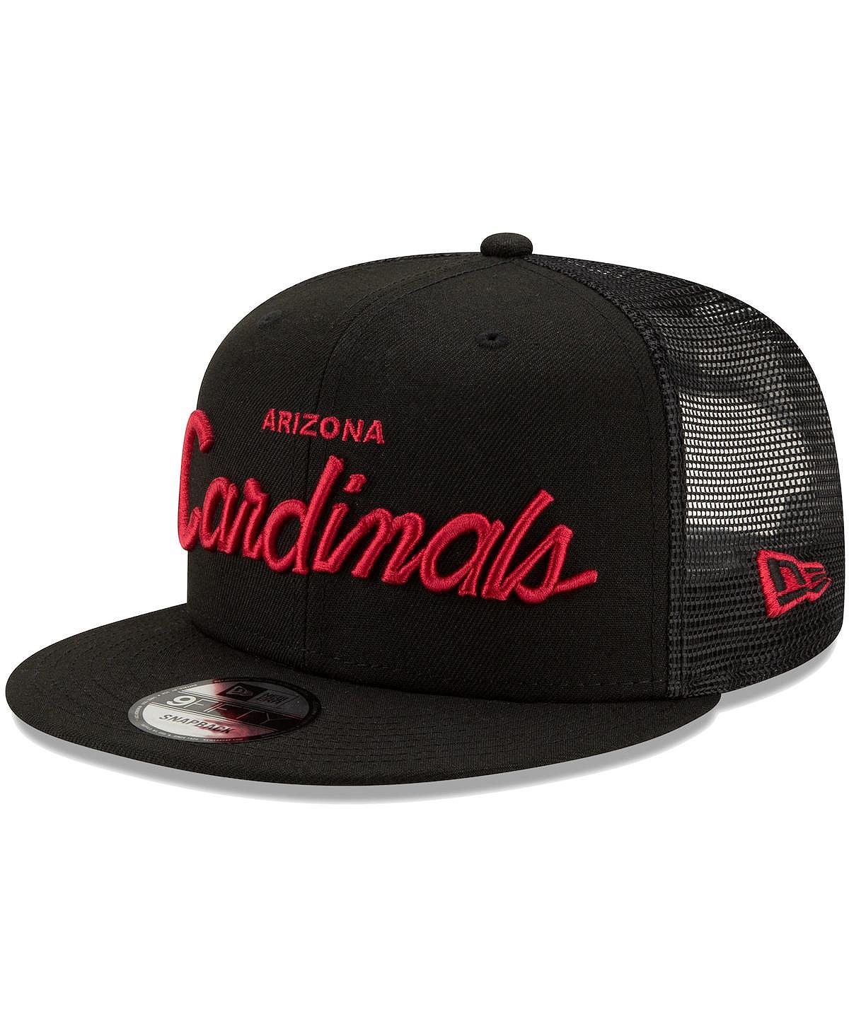 Мужская черная кепка Snapback Arizona Cardinals Script Trucker 9FIFTY New Era
