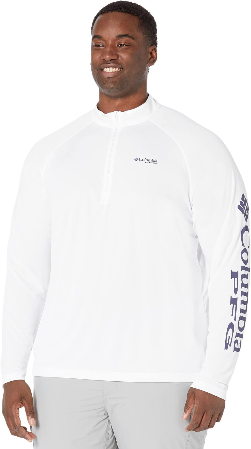

Big & Tall PFG Terminal Tackle, молния 1/4 Columbia, цвет White/Nightshade Logo