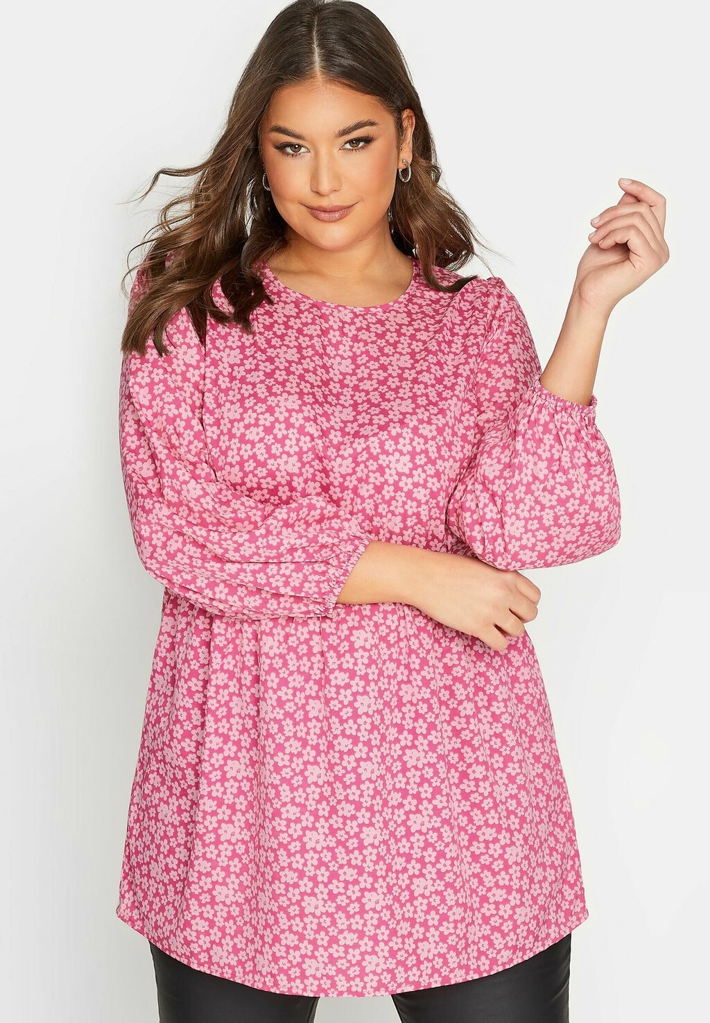 

Блузка Yours Clothing с длинными рукавами, розовый