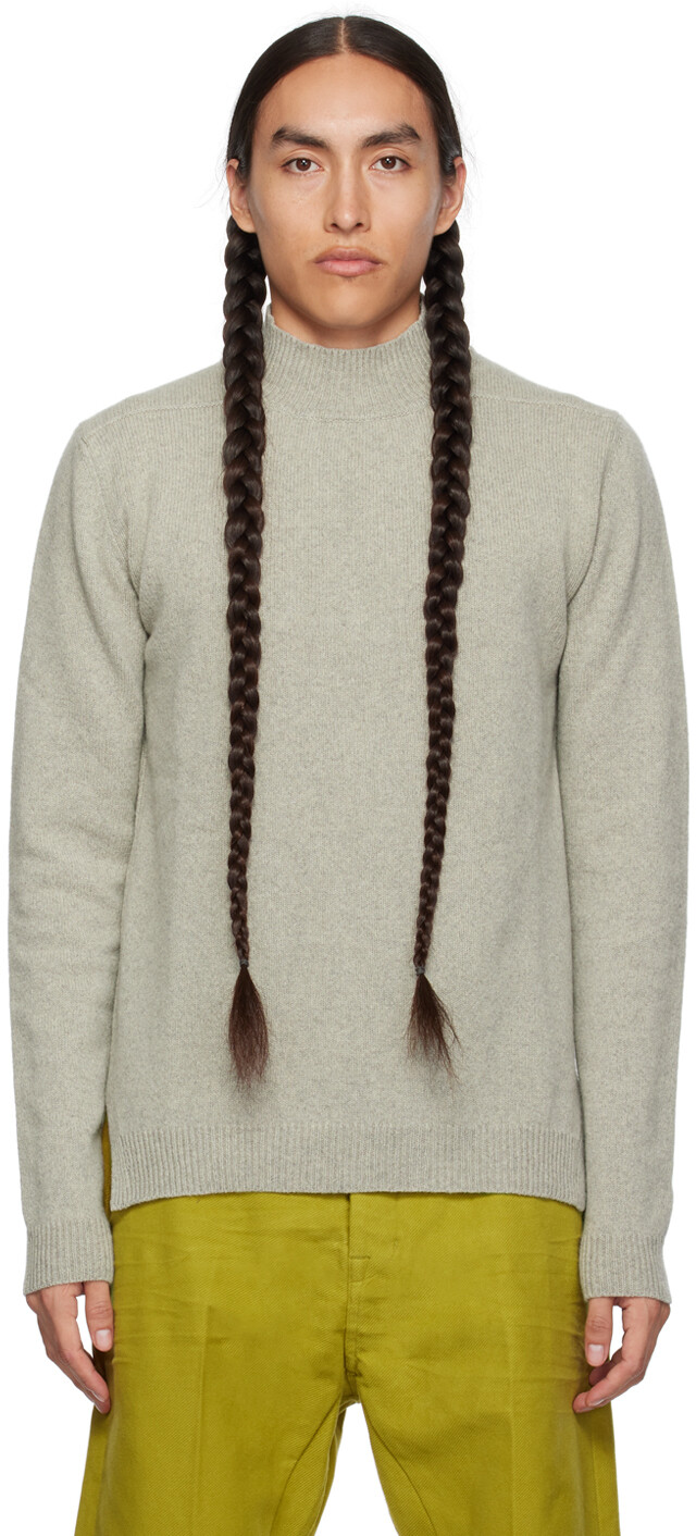 

Серая водолазка в рубчик Rick Owens, Серый, Серая водолазка в рубчик Rick Owens