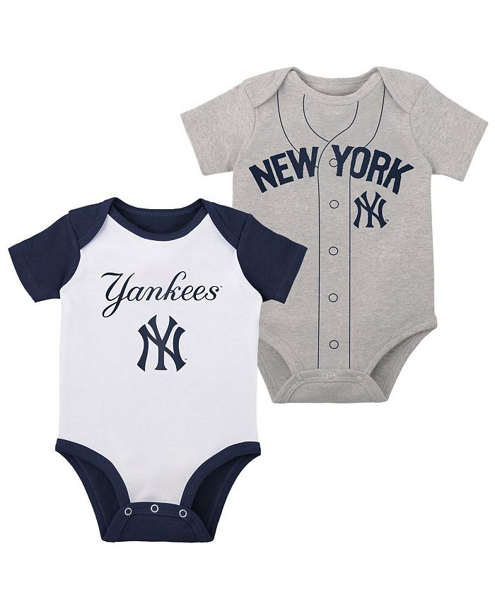 Комплект из двух боди Little Slugger New York Yankees для мальчиков и девочек белого и серого цвета Хизер Outerstuff, белый