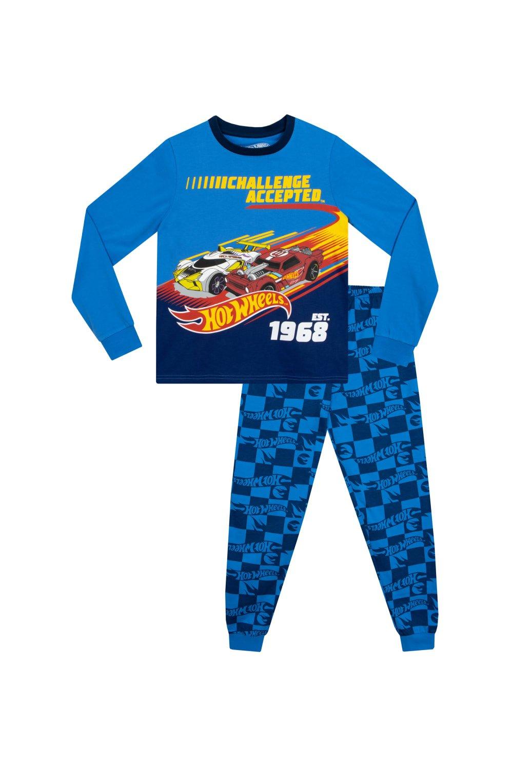 Пижамы с длинными рукавами Hot Wheels, синий hot wheels 150 наклеек вызов принят петляющая трасса