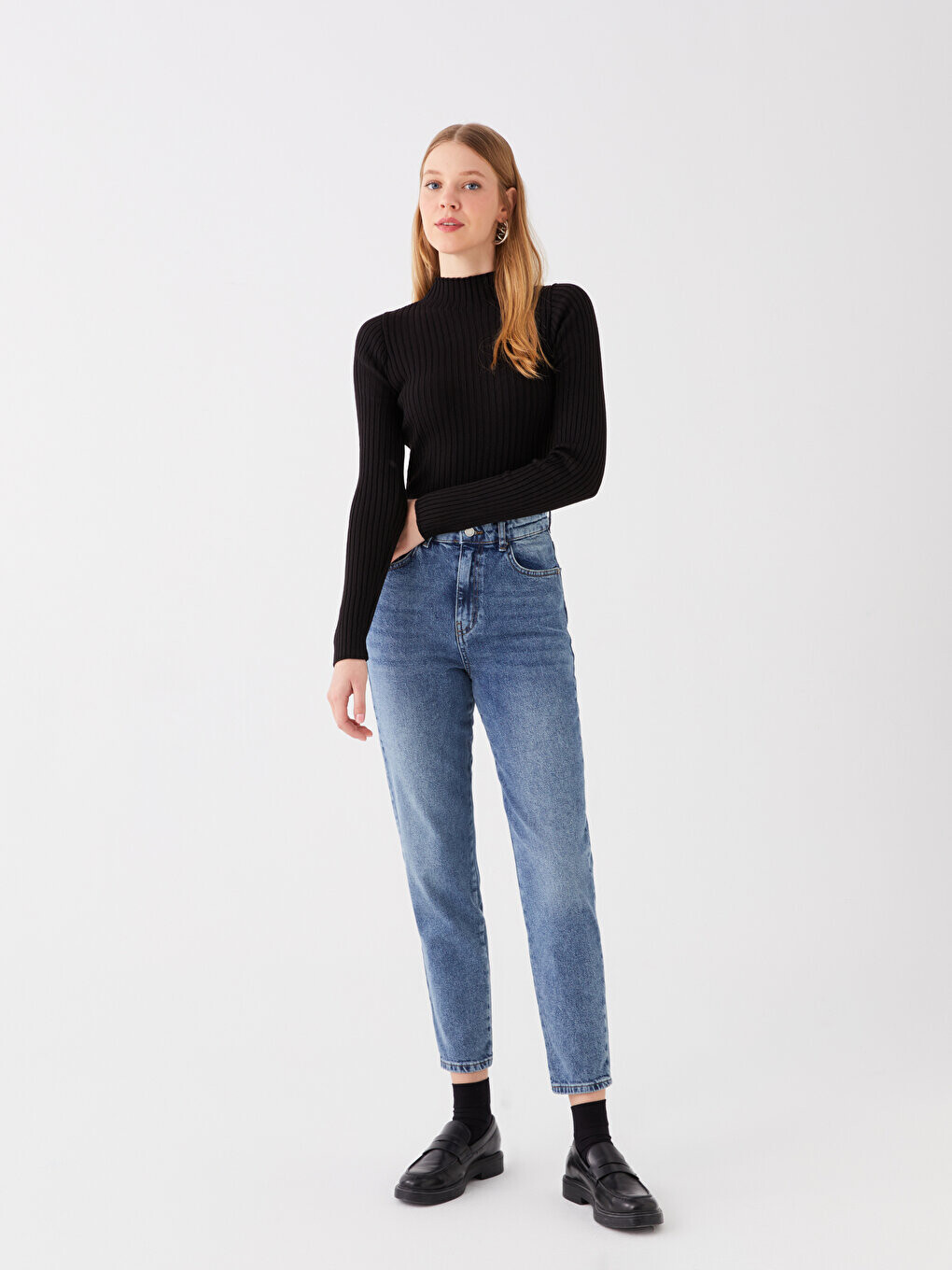 

Женские джинсовые брюки Mom Fit LCW Jeans, среднее индиго родео