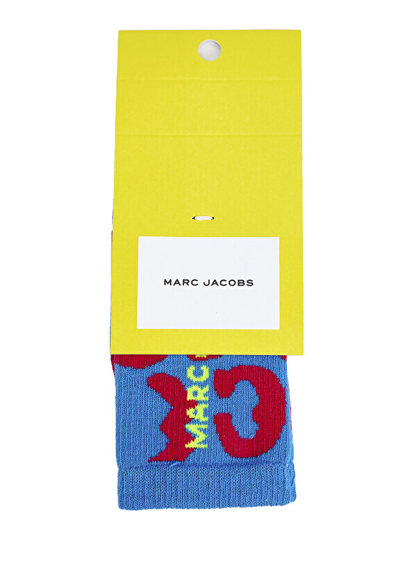 

Жаккардовые носки для девочек синего цвета с логотипом Marc Jacobs
