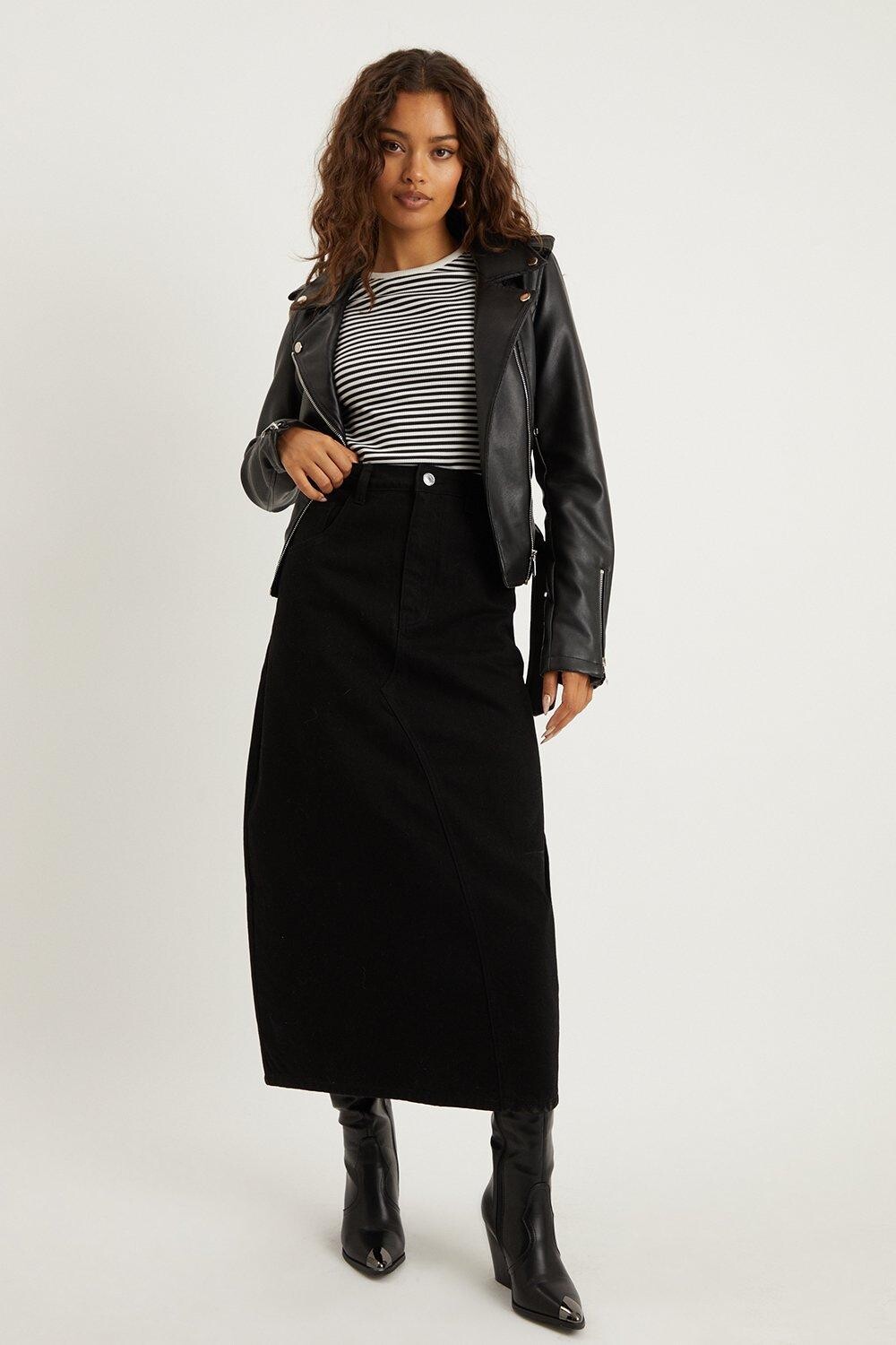 

Миниатюрная длинная юбка со швами Dorothy Perkins, черный