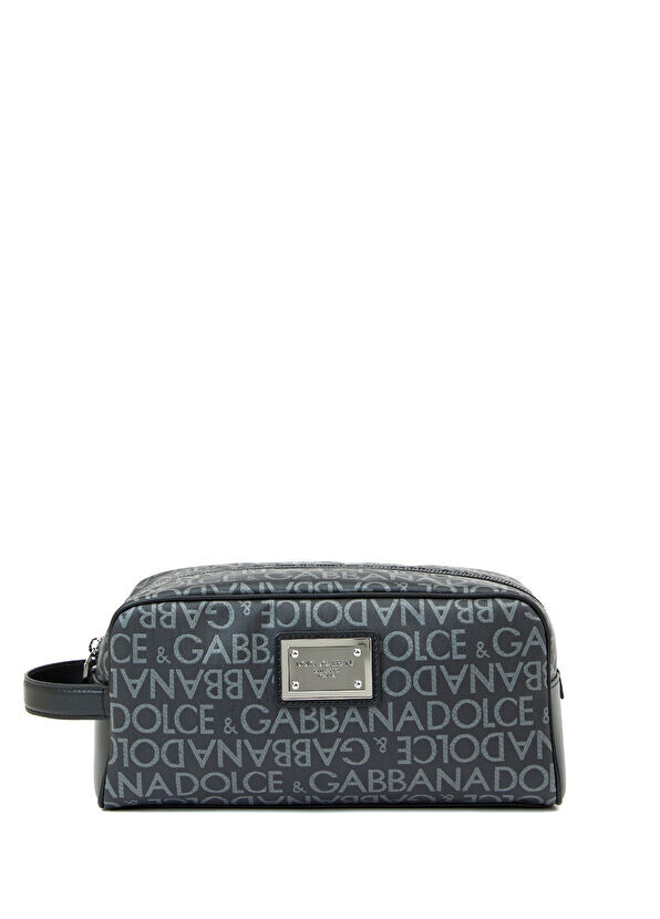 

Серая сумка для бритья с логотипом Dolce&Gabbana, черный
