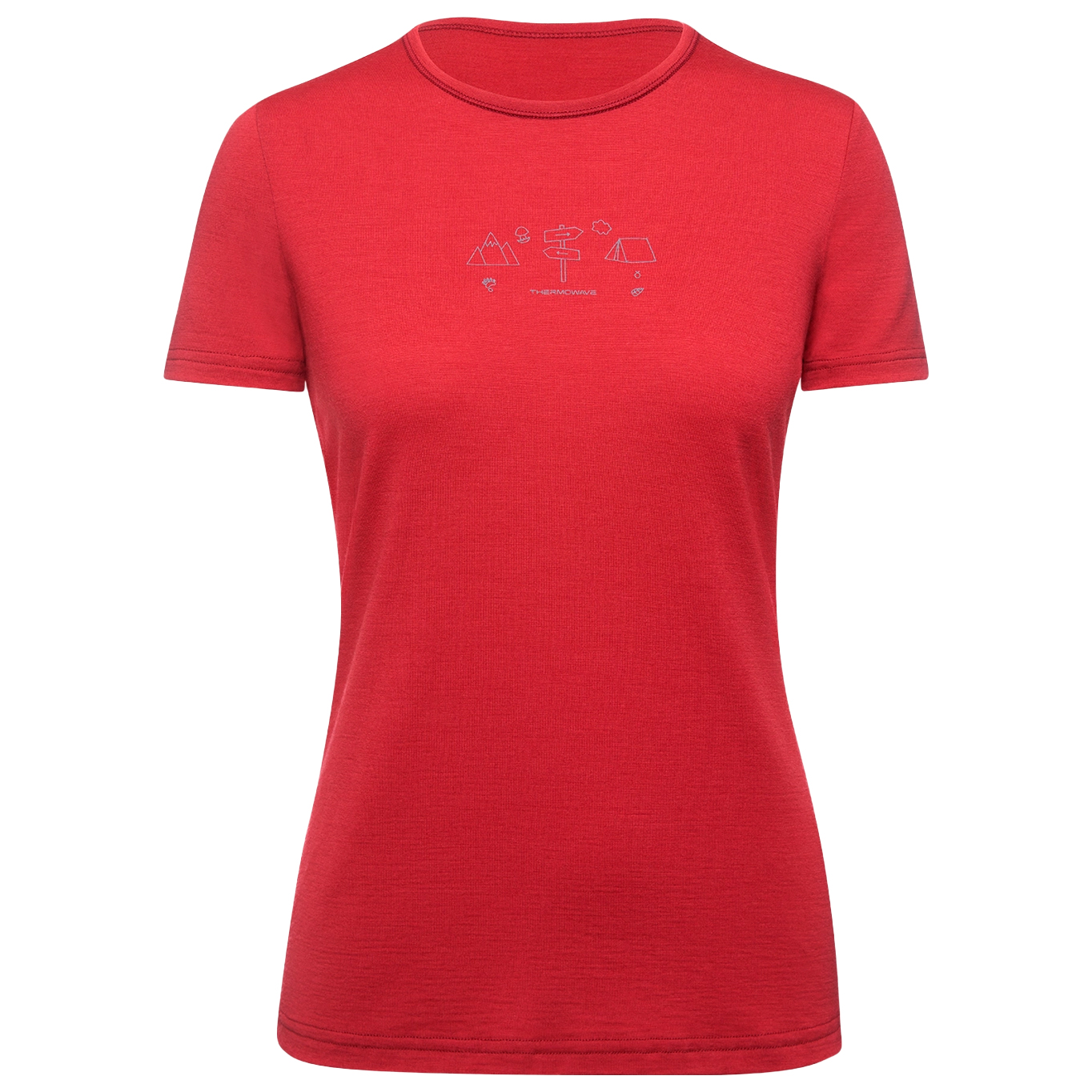 Рубашка из мериноса Thermowave Women's Merino Life T Shirt Van Life, цвет Sunset Red