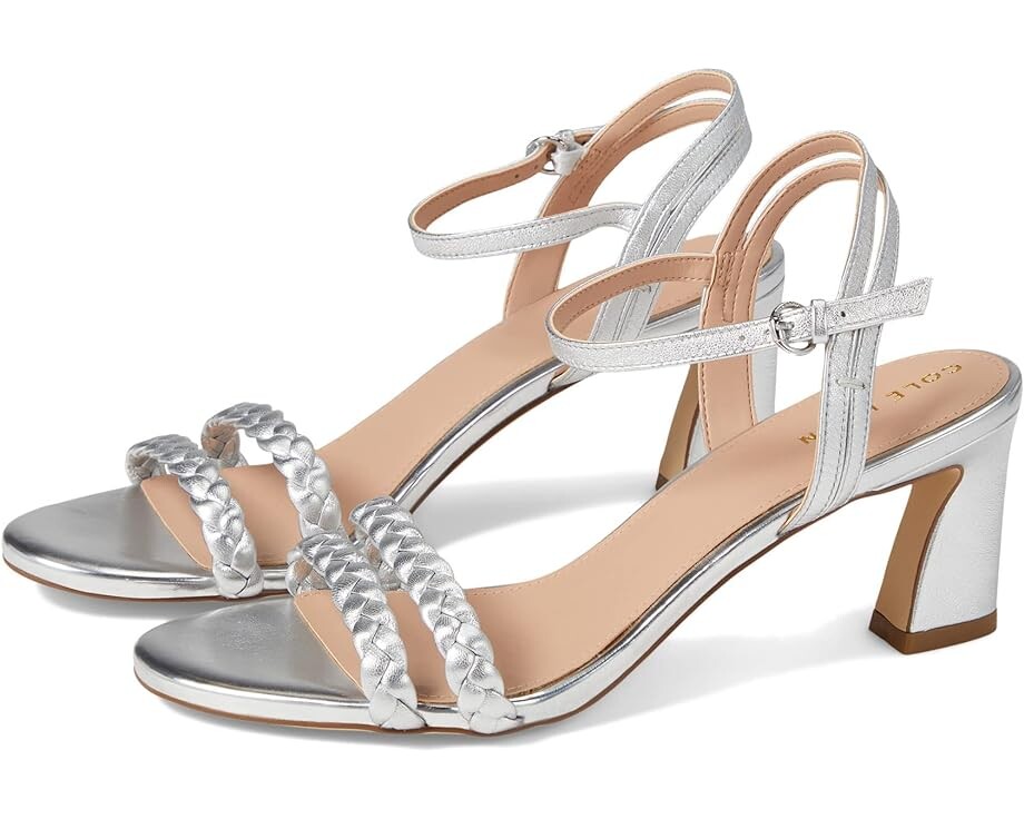 

Туфли Cole Haan Alyse Braided Sandal 65 mm, цвет Silver Metallic Leather