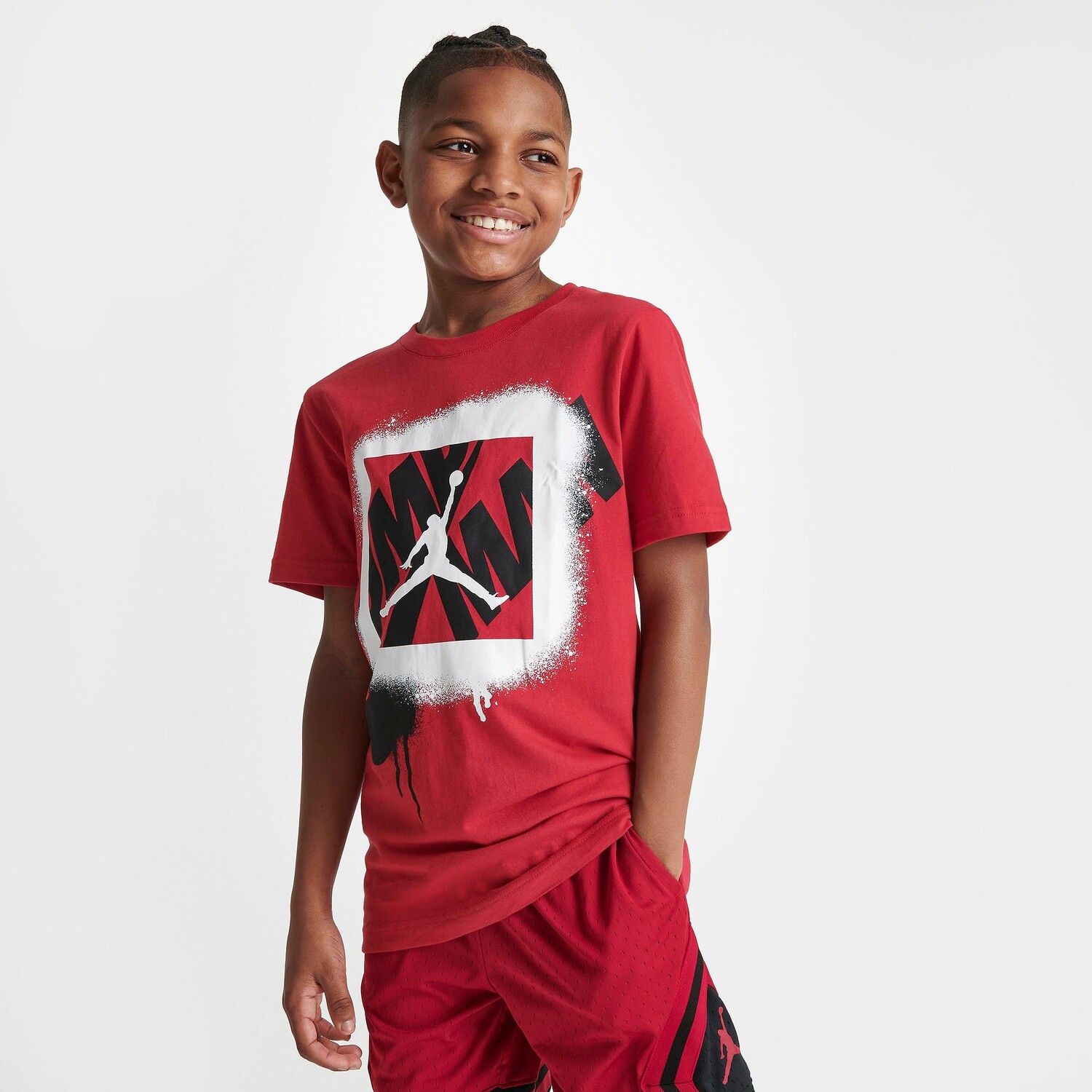 

Футболка Jordan Jumpman с трафаретным распылением для мальчиков, красный