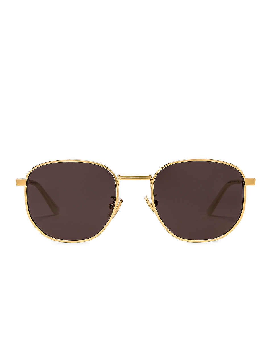 Солнцезащитные очки Bottega Veneta Metal Frame, цвет Shiny Gold & Solid Grey
