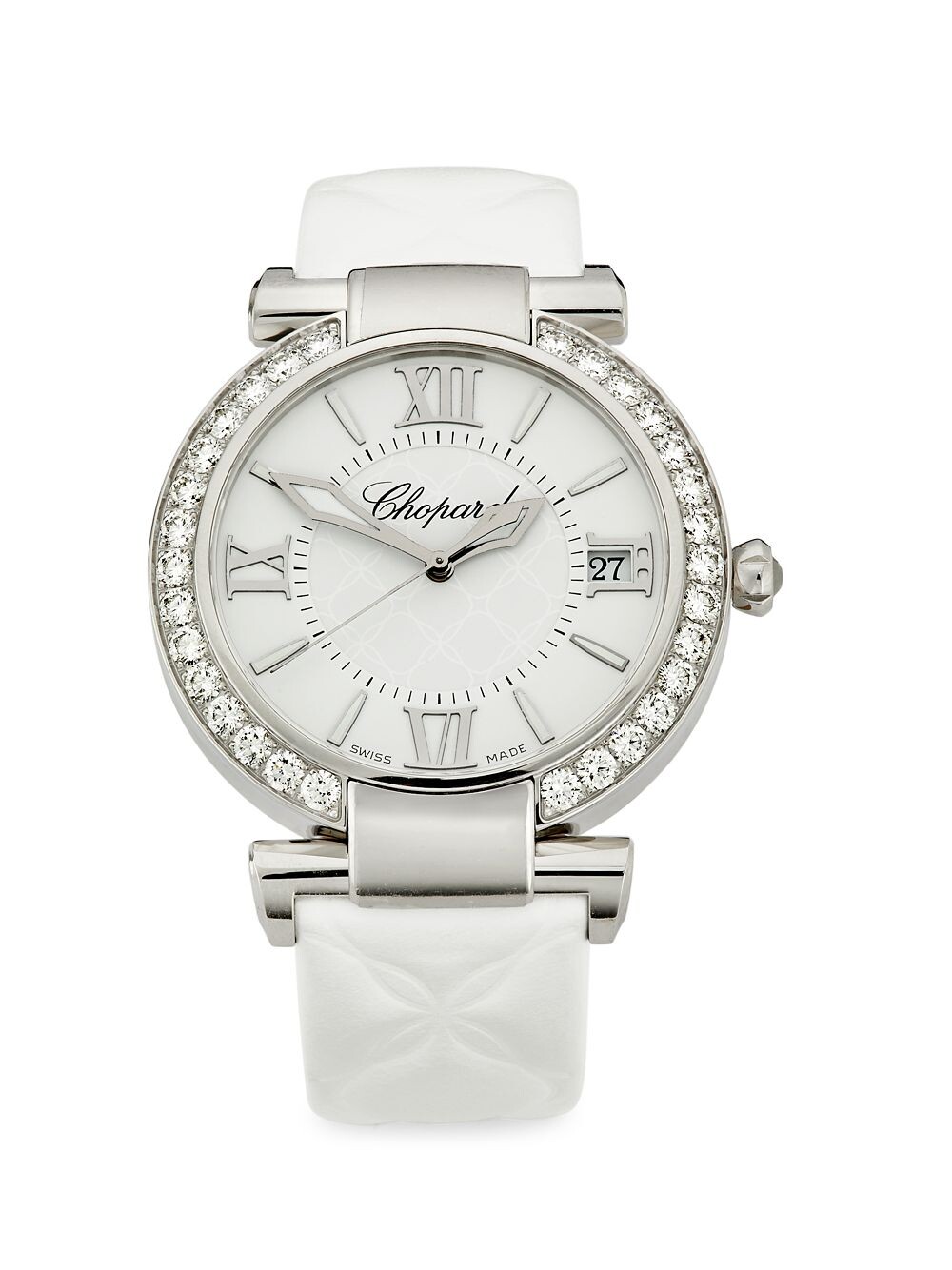 

Часы Imperiale из нержавеющей стали с бриллиантами 2,41 TCW и кожаным ремешком Chopard, белый