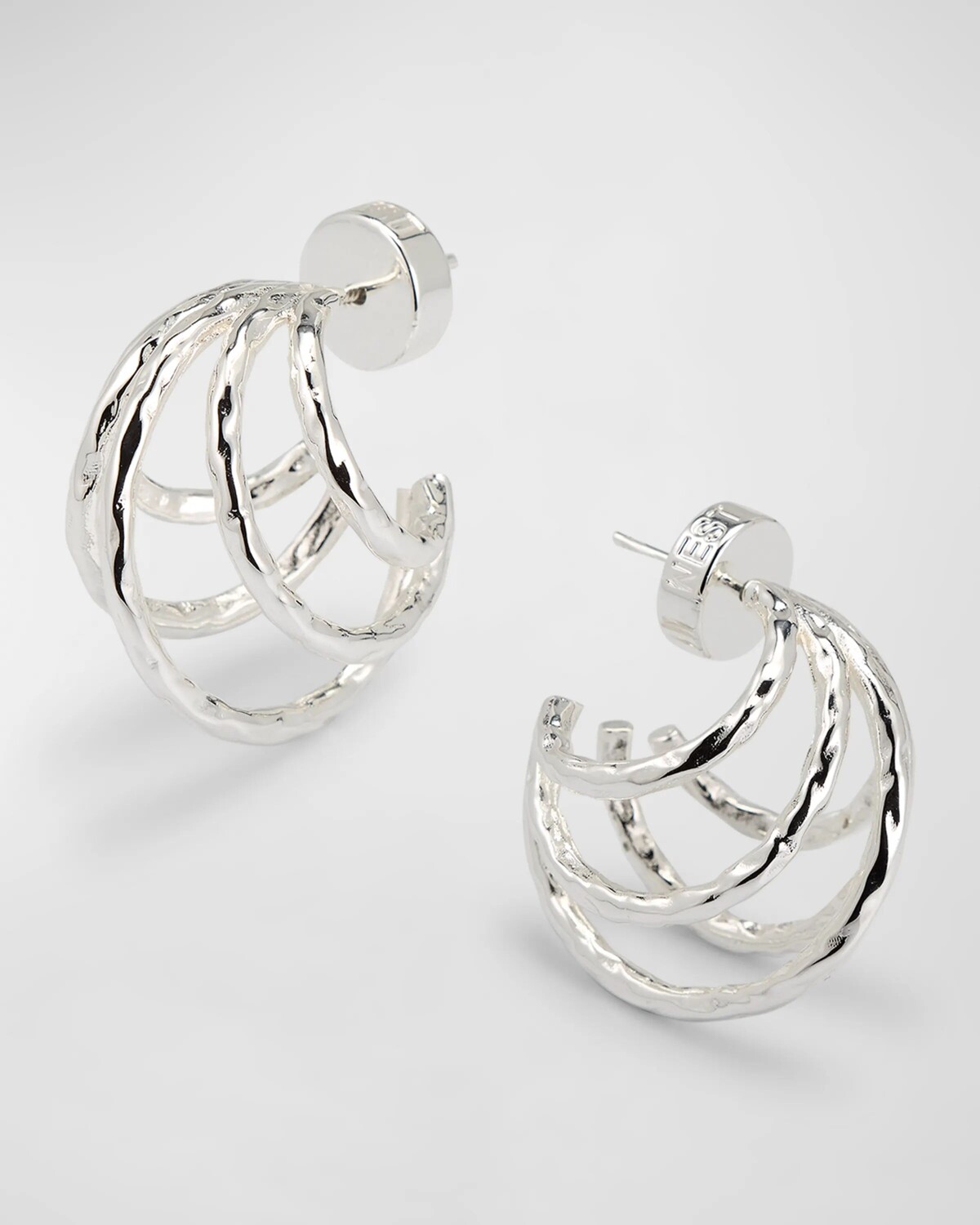 

Серебряные кованые серьги-кольца NEST Jewelry, цвет Silver