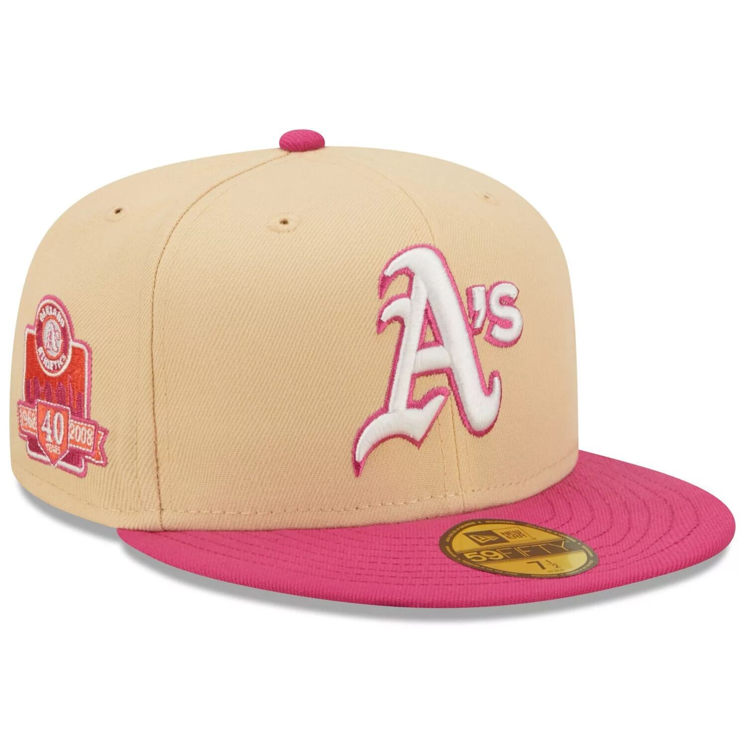 

Мужская облегающая шляпа New Era оранжевого/розового цвета Oakland Athletics 40th Anniversary Mango Passion 59FIFTY