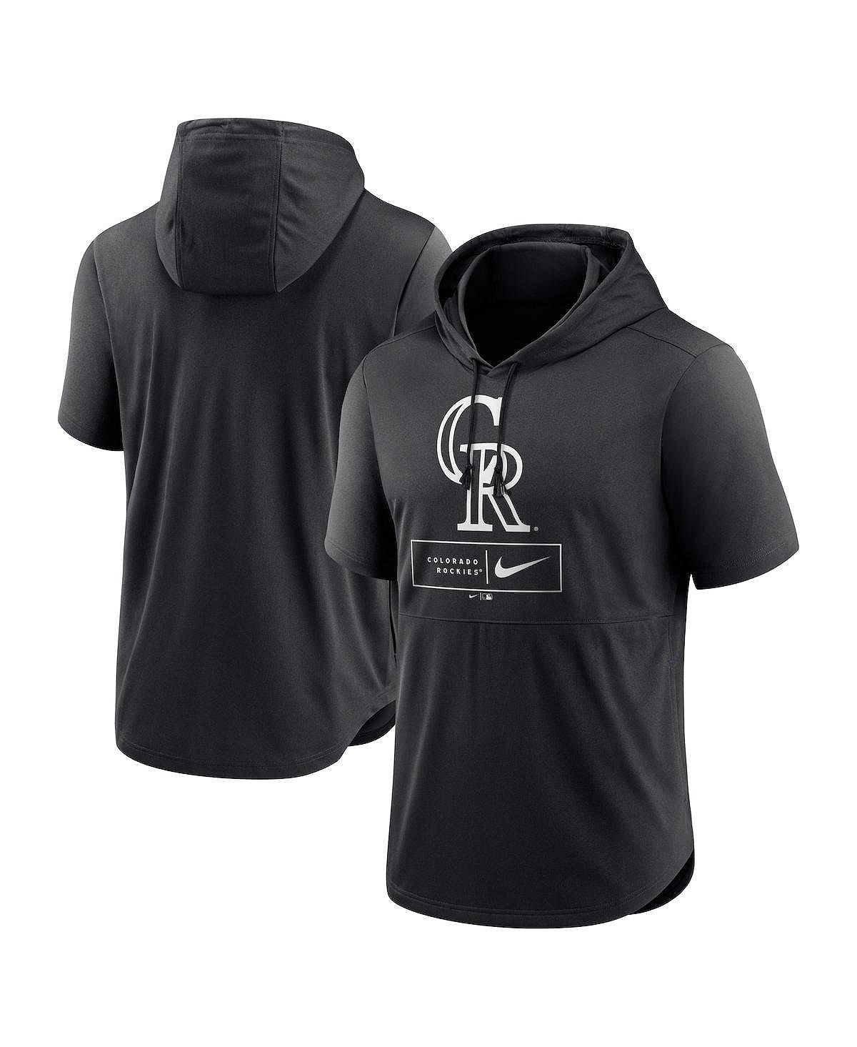 Мужской черный пуловер с капюшоном и короткими рукавами с логотипом Colorado Rockies Lockup Performance Nike
