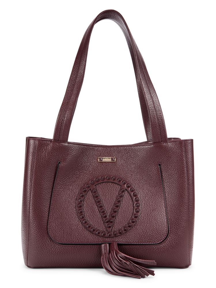 Кожаная сумка-тоут Estelle с заклепками Mario Valentino, цвет Fig Purple