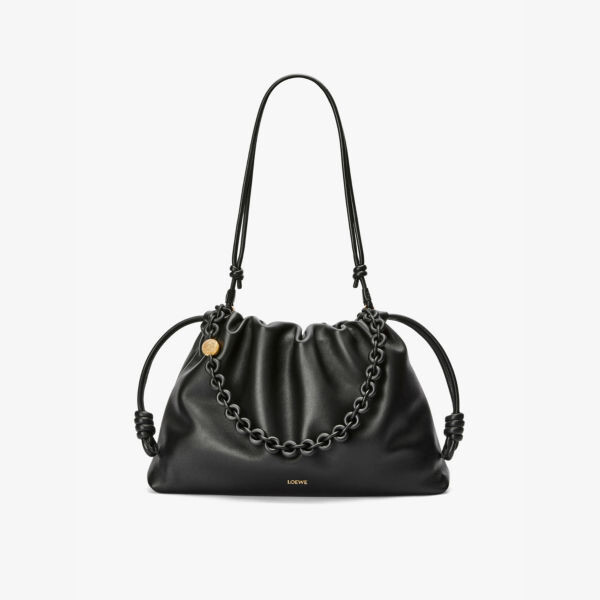 

Большая кожаная сумка через плечо Flamenco Loewe, черный
