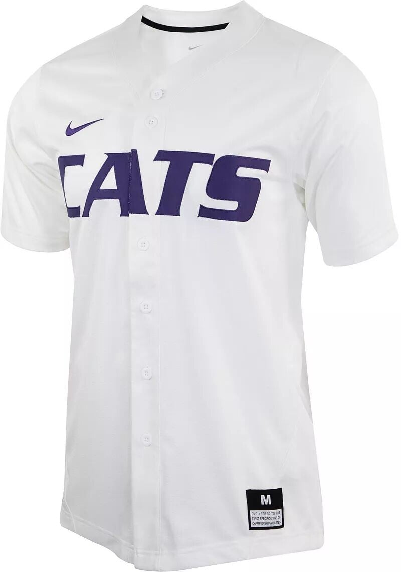 

Мужская белая бейсбольная майка Nike Kansas State Wildcats с полной пуговицей
