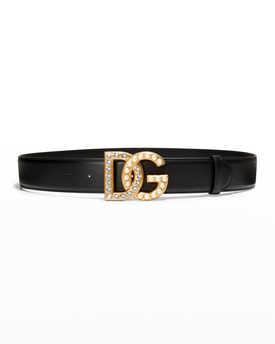 

Кожаный ремень DG 40 мм с кристаллами и жемчугом Swarovski Dolce&Gabbana