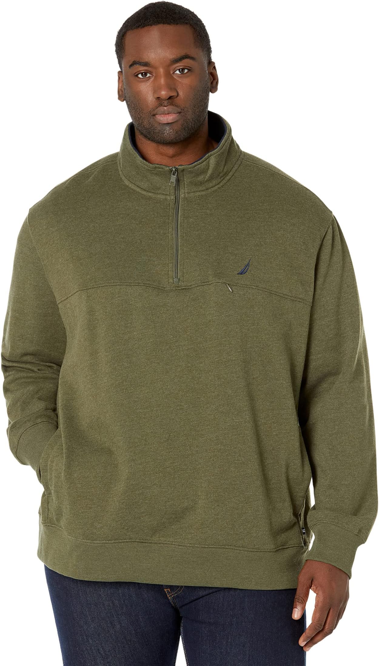 

Толстовка Nautica Big & Tall Big & Tall J-Class 1/4 Zip Fleece, цвет Coastal Olive Heather