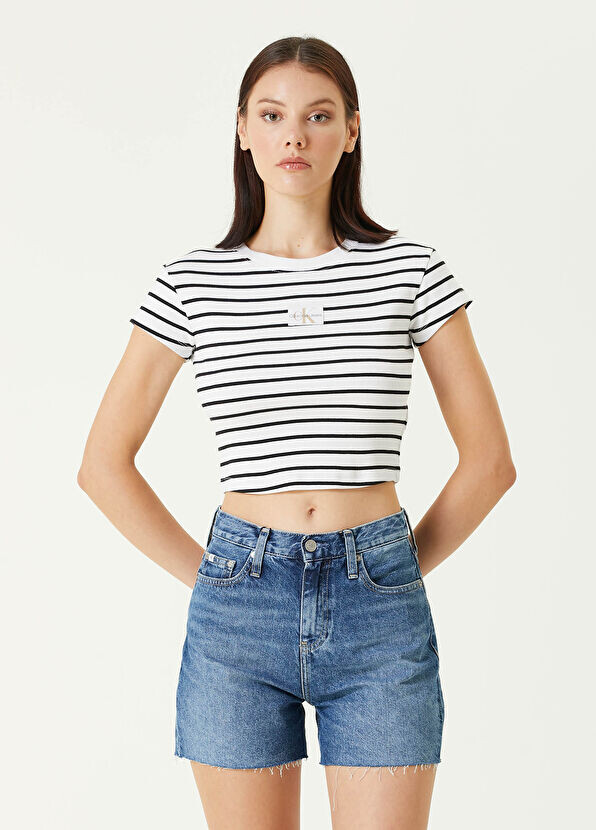 

Полосатая укороченная футболка Ck Jeans, белый