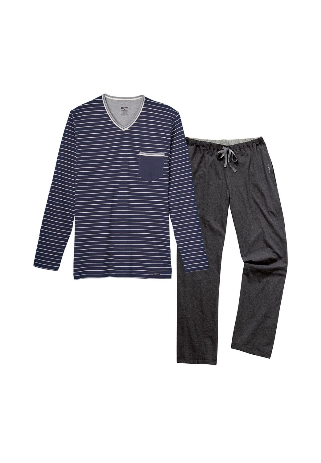 

Длинная пижама Night & Home CiTO, цвет Blau Gestreift Grau