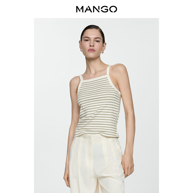 

Женская майка Mango полосатая трикотажная, зеленый