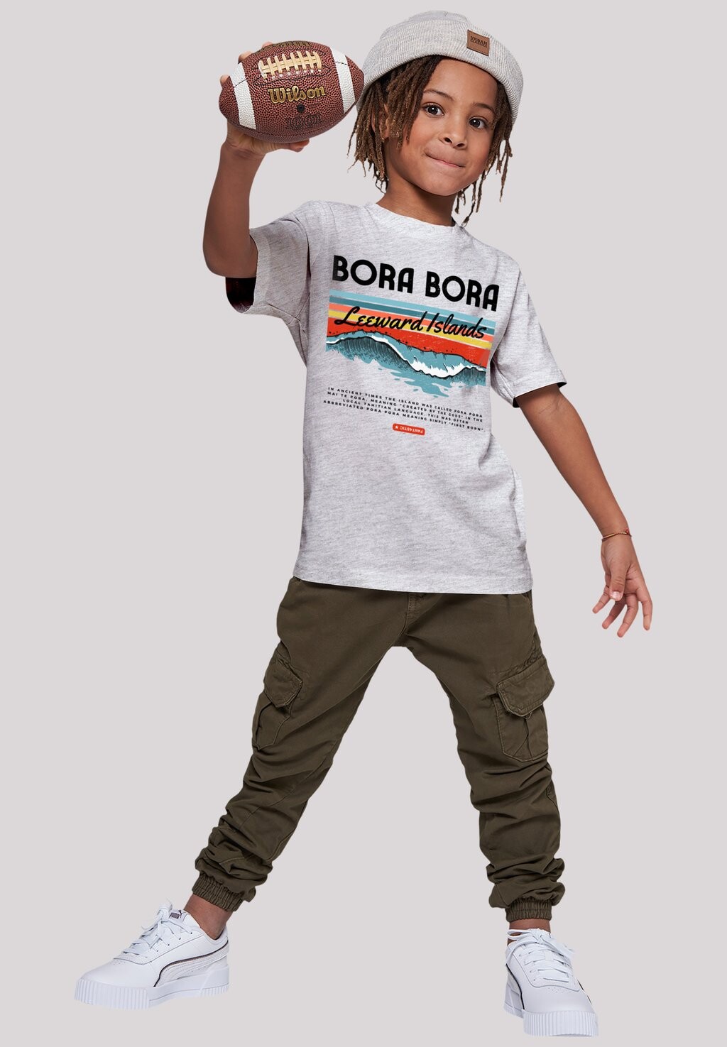 

Футболка с принтом BORA BORA LEEWARDS ISLAND F4NT4STIC, цвет heather grey