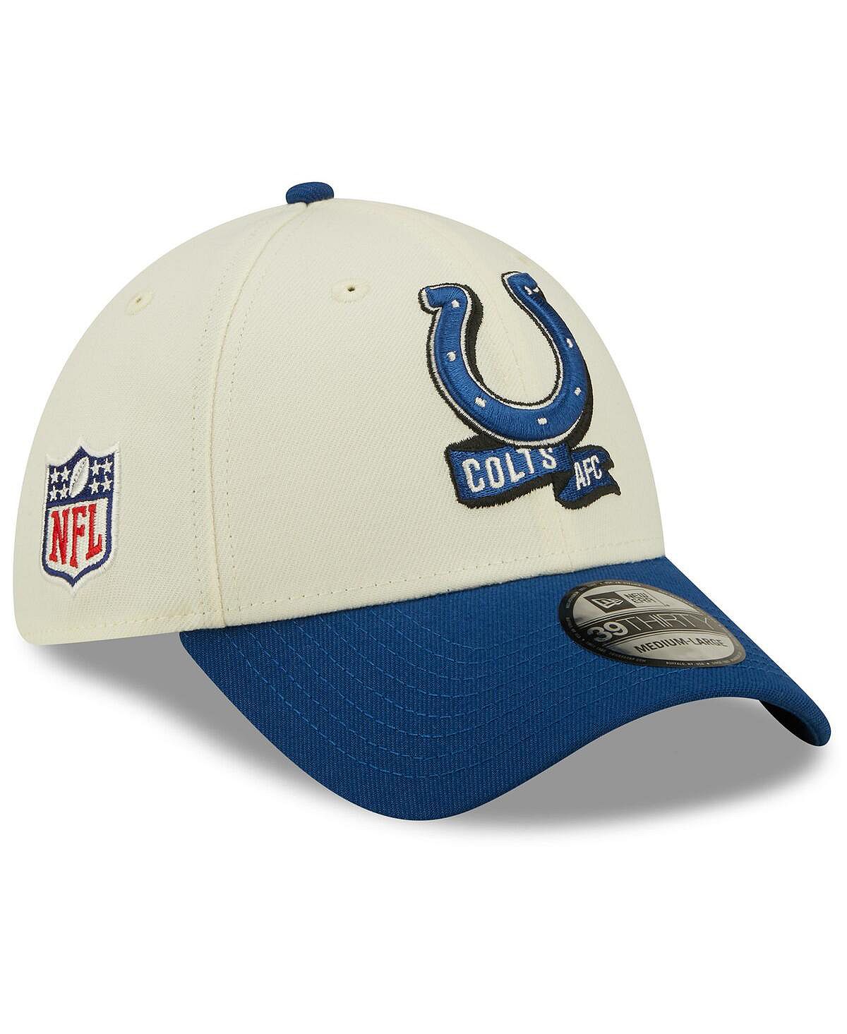 

Мужская двухцветная гибкая шляпа кремового цвета и цвета Royal Indianapolis Colts 2022 Sideline 39THIRTY New Era