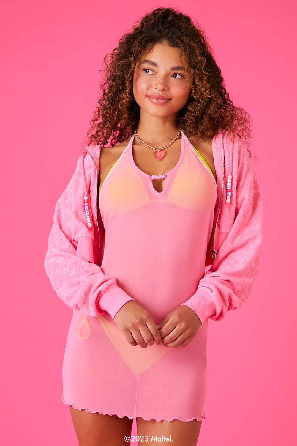 

Сетчатое платье для плавания Barbie Forever 21, розовый