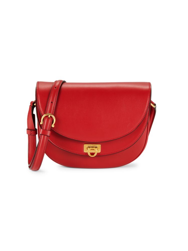 

Дорожная кожаная седельная сумка Ferragamo, красный