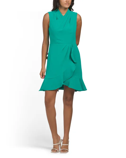 

Мини-платье с перекрестными оборками спереди Adrianna Papell, зеленый