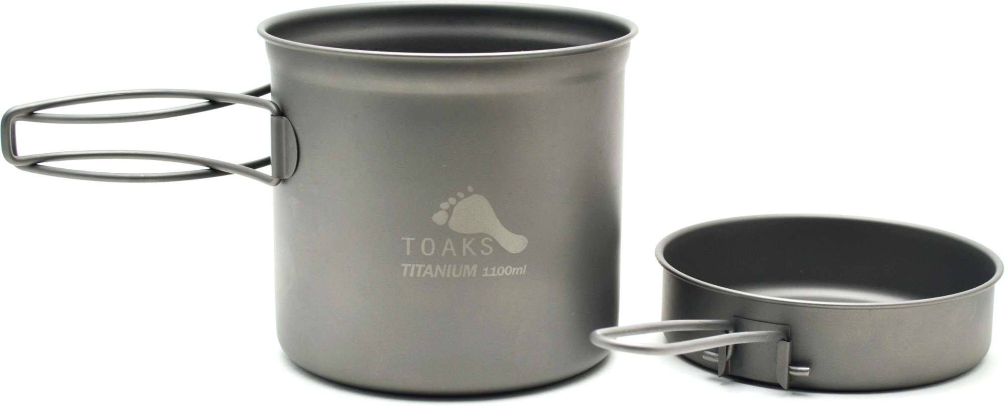 цена Титановая кастрюля 1100 мл со сковородой TOAKS, серый