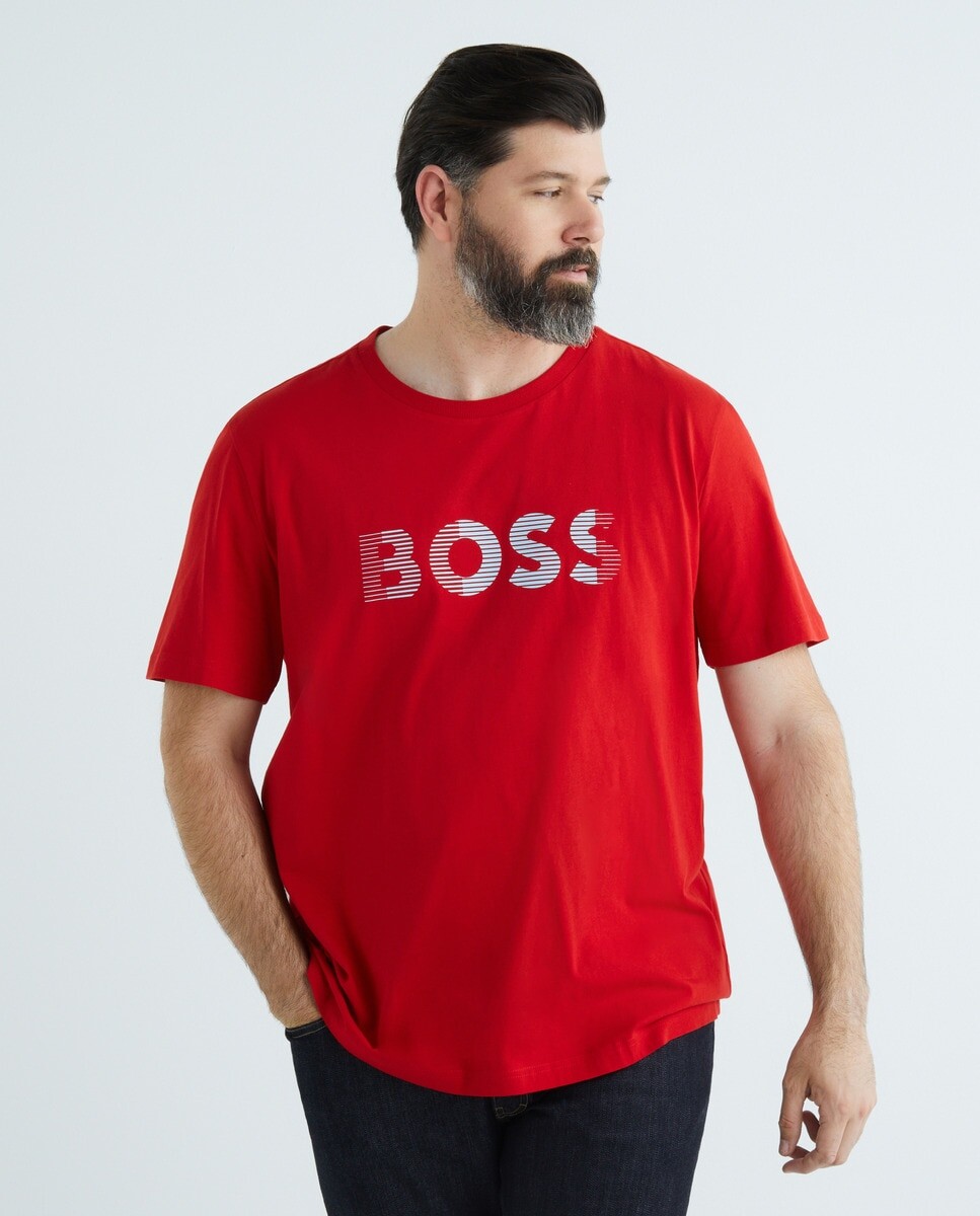 

Мужская футболка с рукавами больших размеров Boss, красный