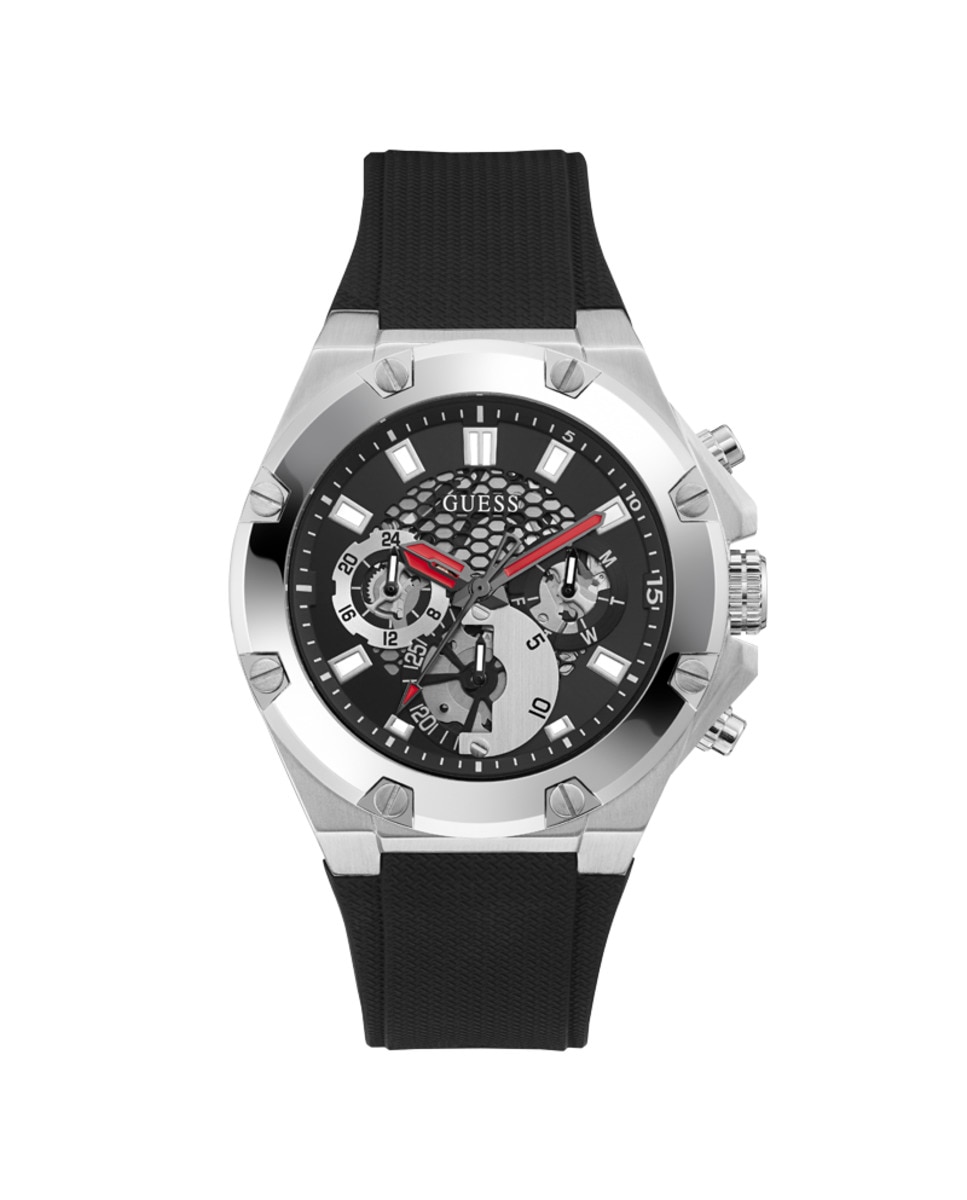 Мужские часы Third gear GW0334G1 с силиконовым ремешком и черным ремешком Guess, черный цена и фото