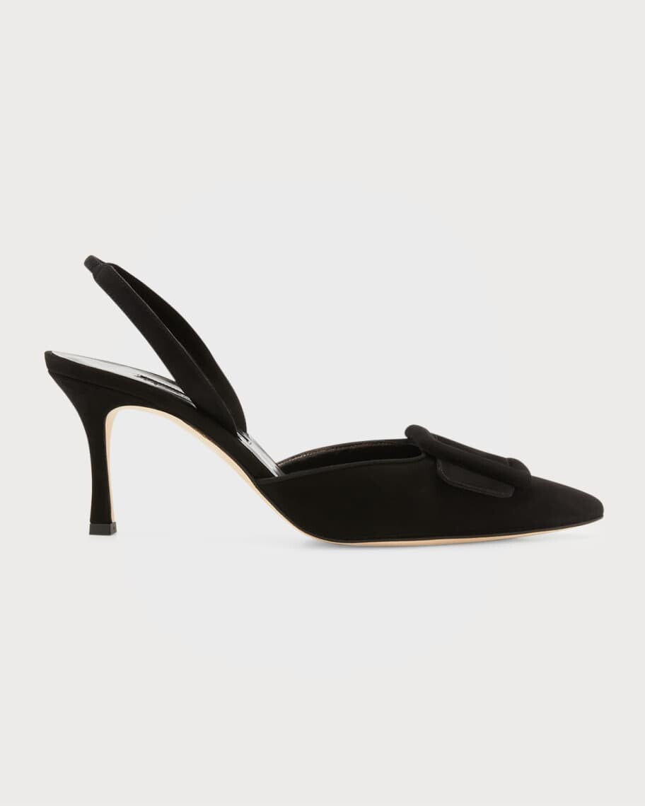 

Замшевые туфли-лодочки Maysli с пряжкой и лямкой на шее Manolo Blahnik