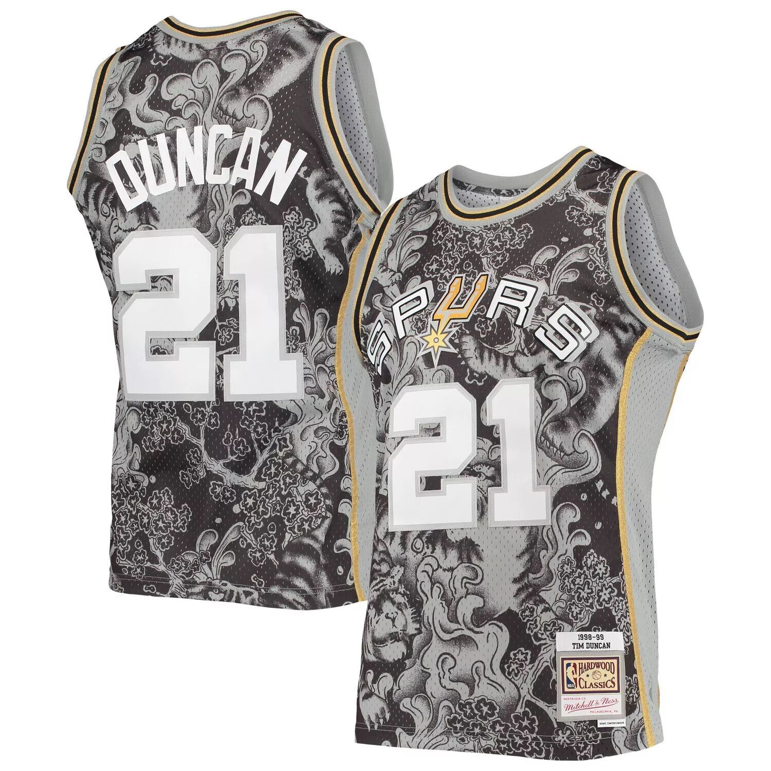 

Мужская футболка Mitchell & Ness Tim Duncan Black San Antonio Spurs Hardwood Classics 1998-99 Lunar New Year Swingman Jersey