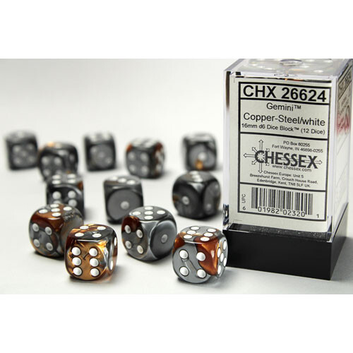 

Аксессуары Chessex Chessex 16mm d6 Set: Gemini - Copper-Steel w/White (12)