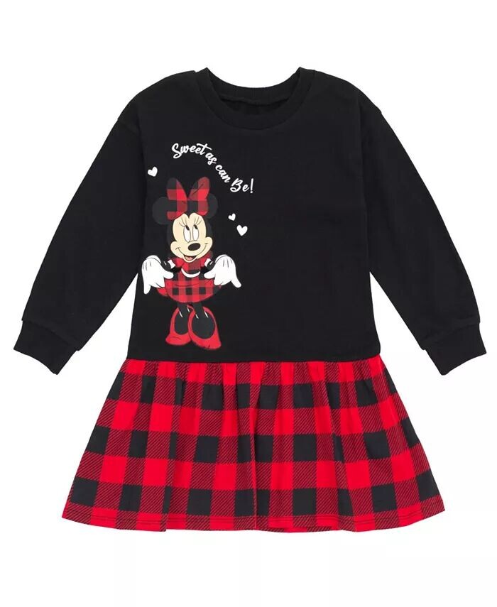

Флисовое платье с фигуристой фигуркой для девочек Minnie Mouse для малышей, Ребенок Disney, черный