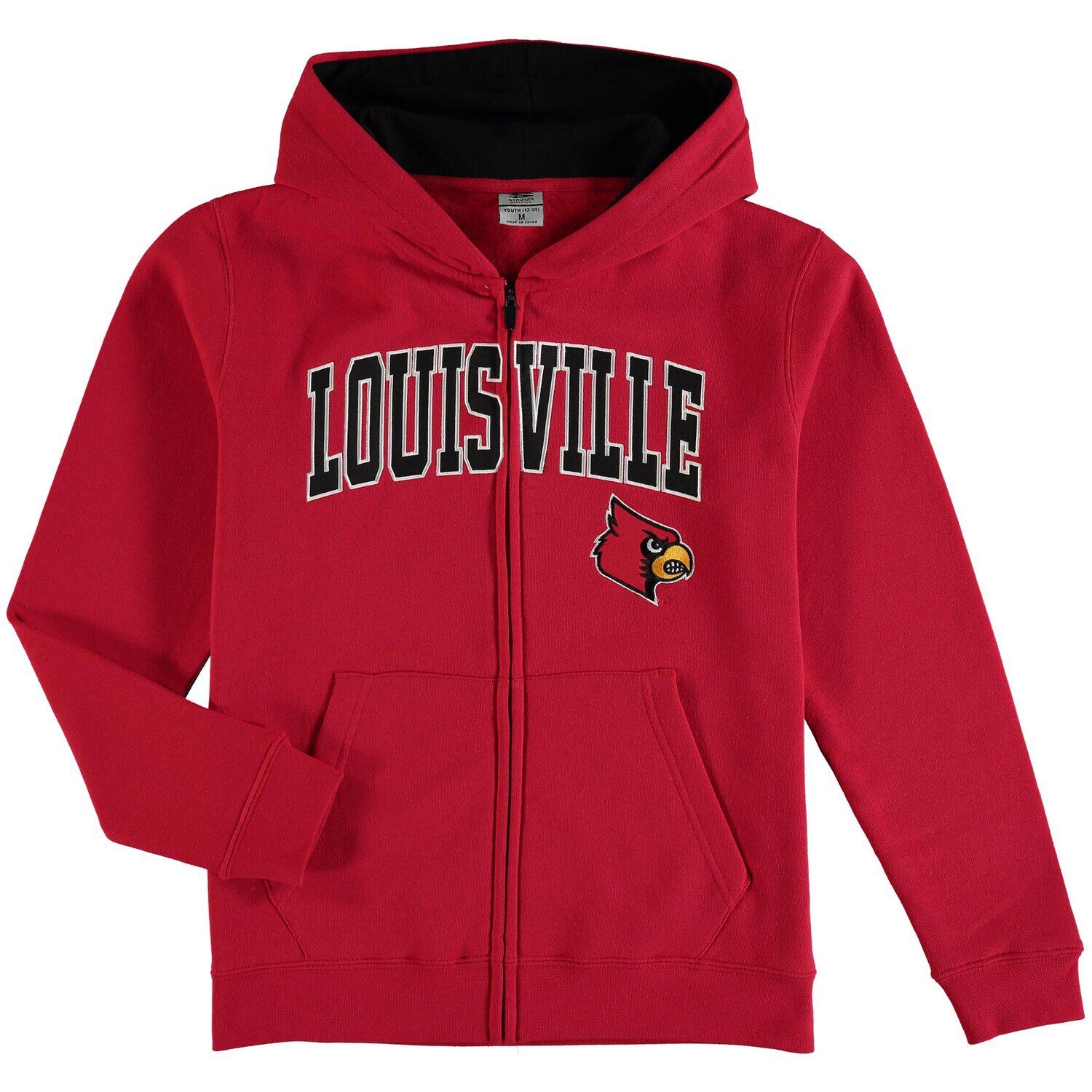 

Молодежная красная худи с молнией во всю длину Louisville Cardinals с аппликацией и логотипом Unbranded
