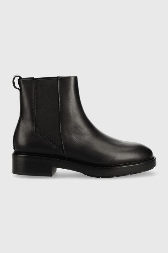 Кожаные ботинки челси Резиновая подошва Calvin Klein, черный